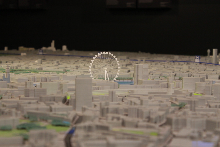 A city of London model   at the Building Centre. Scale- 1:1500