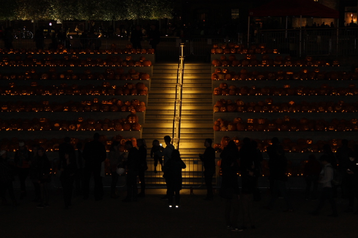 3000 lit pumpkins at King's Cross, London
